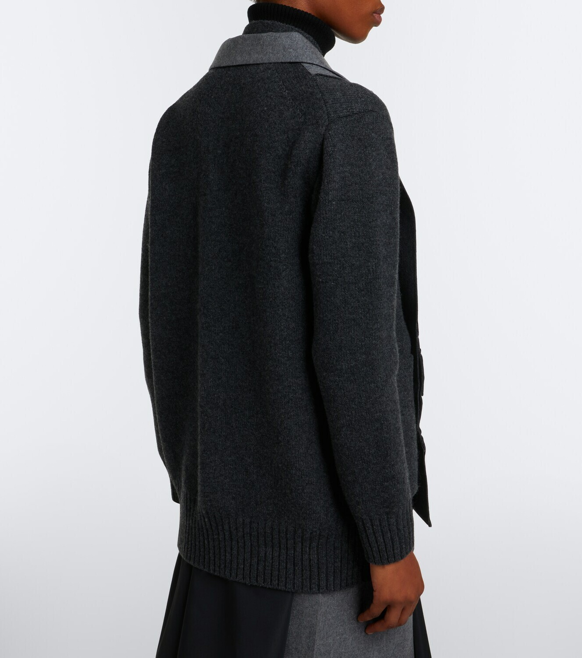 Sacai Layered wool-blend cardigan