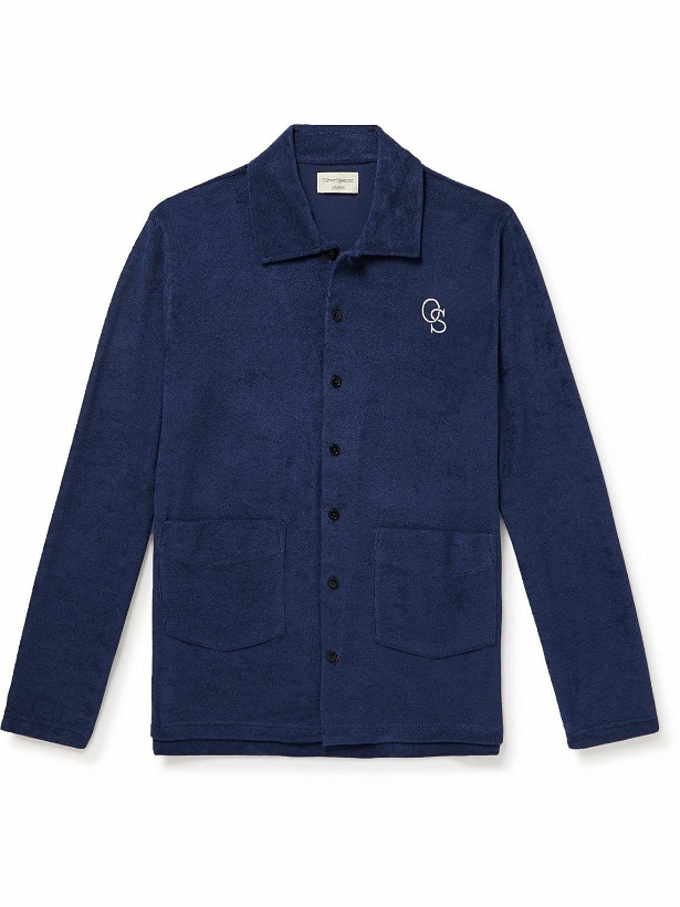 Photo: Oliver Spencer - Logo-Embroidered Cotton-Blend Terry Shirt - Blue