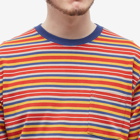 Beams Plus Men's Multi Stripe Pocket T-Shirt in Red