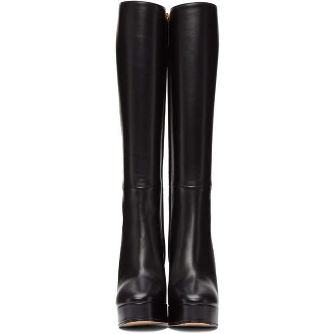 Gucci black knee hot sale high boots