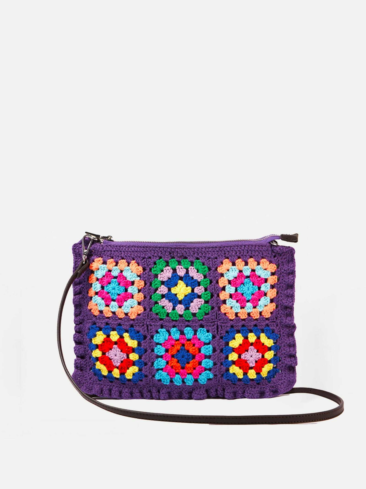 MC2 Saint Barth Parisienne Violet Crochet Crossbody Pouch Bag