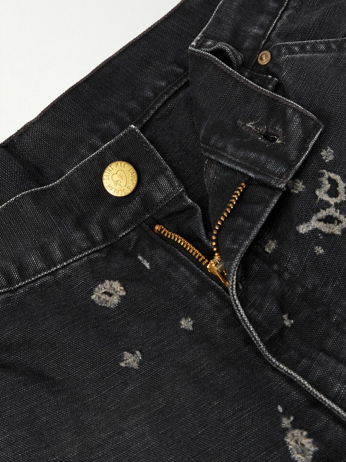 SAINT MXXXXXX - Slim-Fit Flared Double-Knee Distressed Jeans - Black