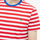 Polo Ralph Lauren Men's Stripe Custom Fit T-Shirt in Pandora Red/White