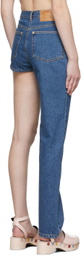 Pushbutton Blue One-Leg Jeans