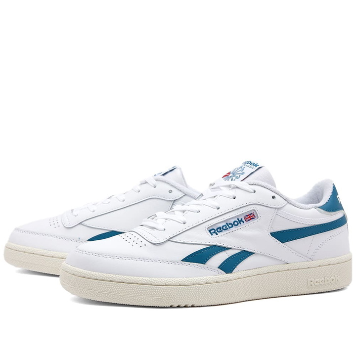 Photo: Reebok Men's Club C Revenge Sneakers in White/Steely Blue/Chalk