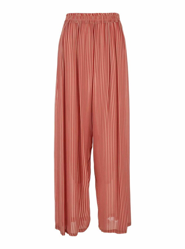 Photo: Merci Red Pants With All-over Striped Motif And Elastic Waist In Fabric Woman