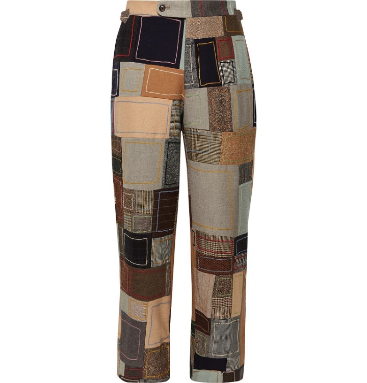 Photo: BODE - Embroidered Patchwork Cotton Trousers - Brown