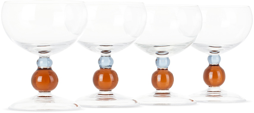 Akua Objects Brown & Blue Noam Wine Glass Set, 4 pcs