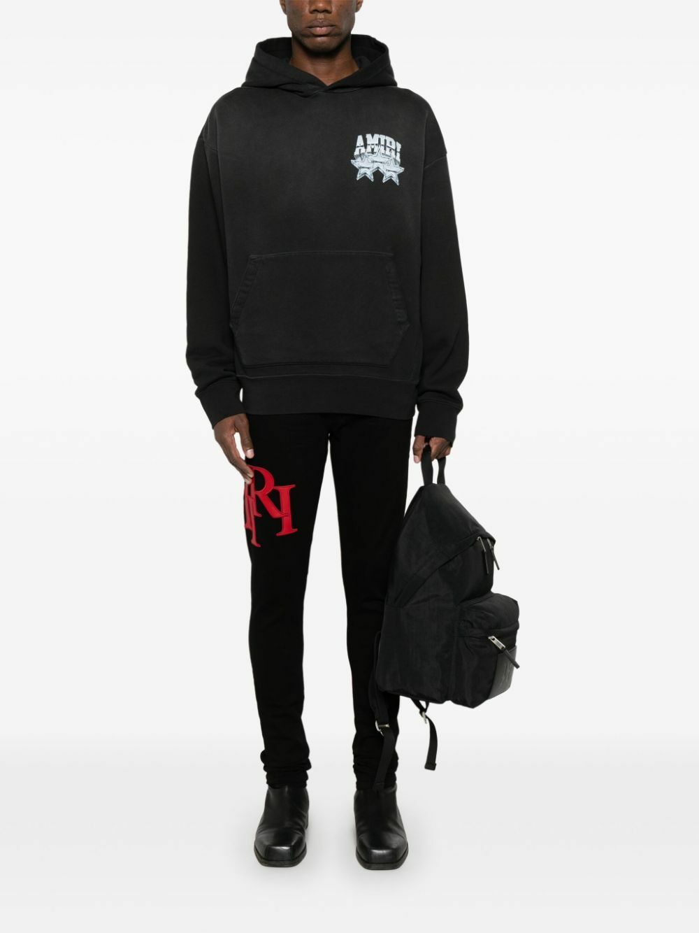 【関税込み】AMIRI ブラック Amiri Staggered フーディ Amiri Staggered Hoodie in Black | Parallel