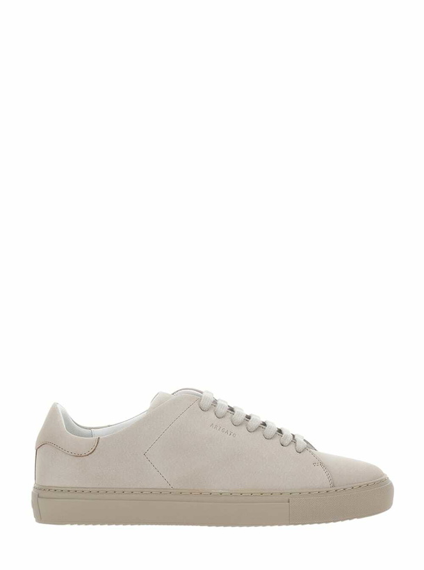 Photo: Axel Arigato clean 90 Beige Low Top Sneakers With Logo Lettering On The Side In Leather Man