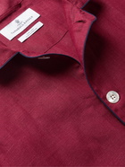 TURNBULL & ASSER - Modern Piped Linen Pyjama Set - Burgundy