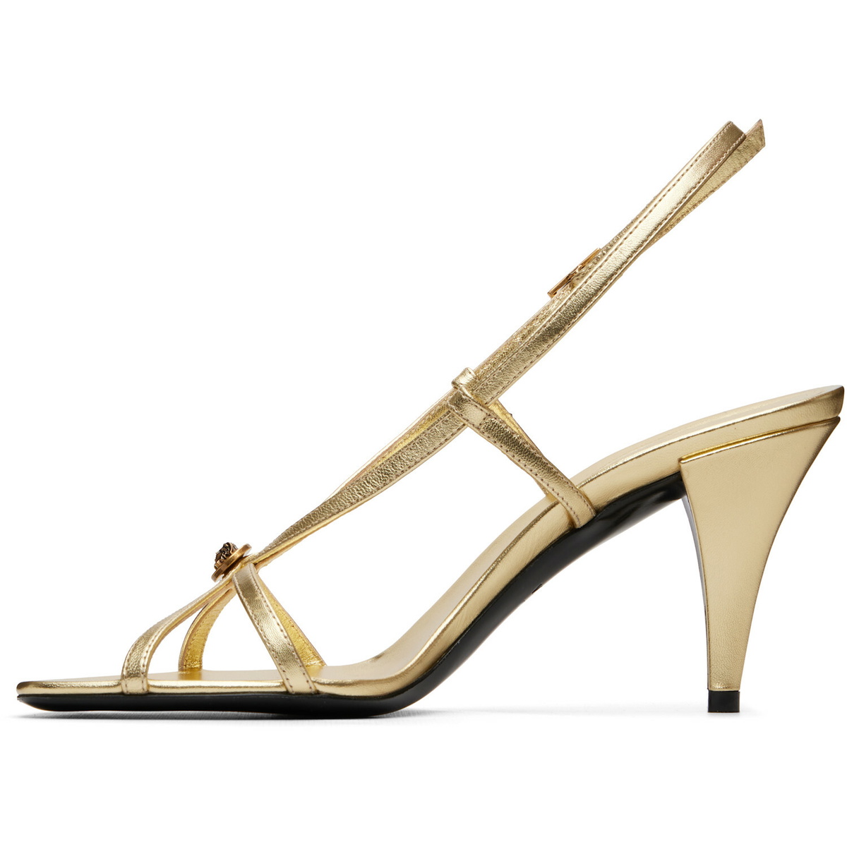 Versace Gold Valentina Metallic Heeled Sandals