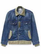 Sacai - Nylon and Grosgrain-Trimmed Indigo-Dyed Denim Jacket - Blue