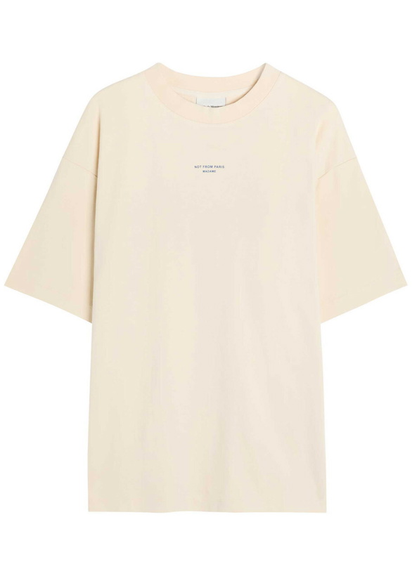 Photo: DRÔLE DE Monsieur Le T-shirt Slogan Logo-print Cotton T-shirt Sand