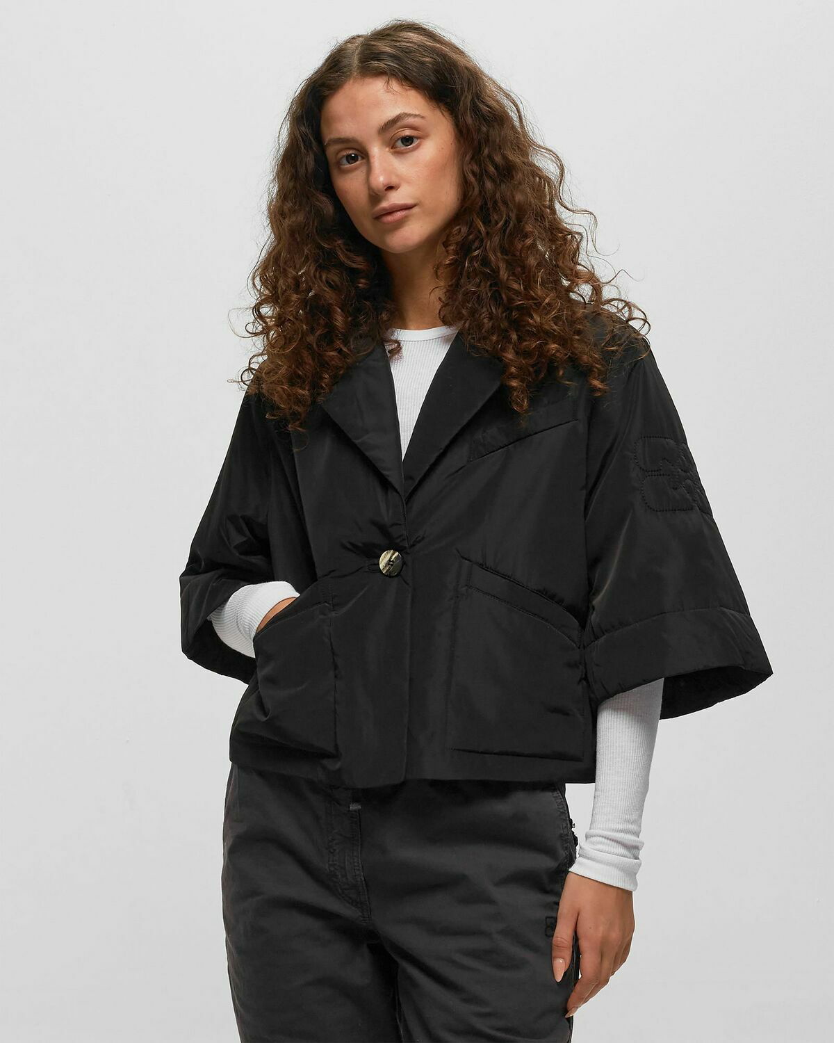 Ganni Summer Tech Padded Jacket Black Coats GANNI