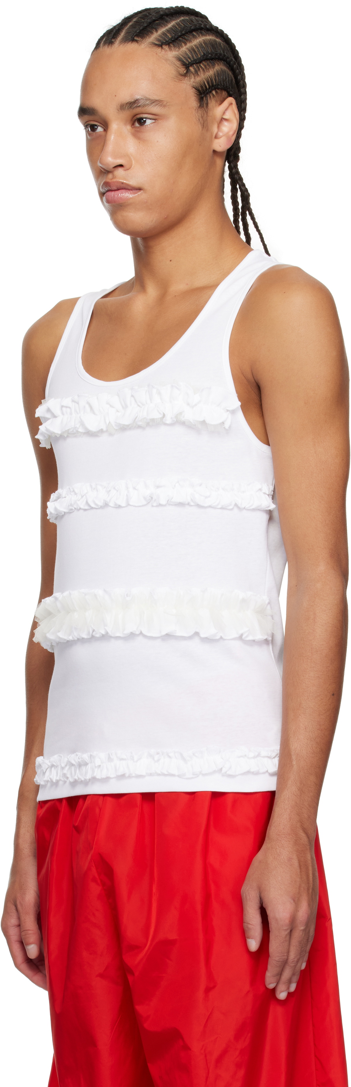 Simone Rocha White Ruffle Frill Tank Top