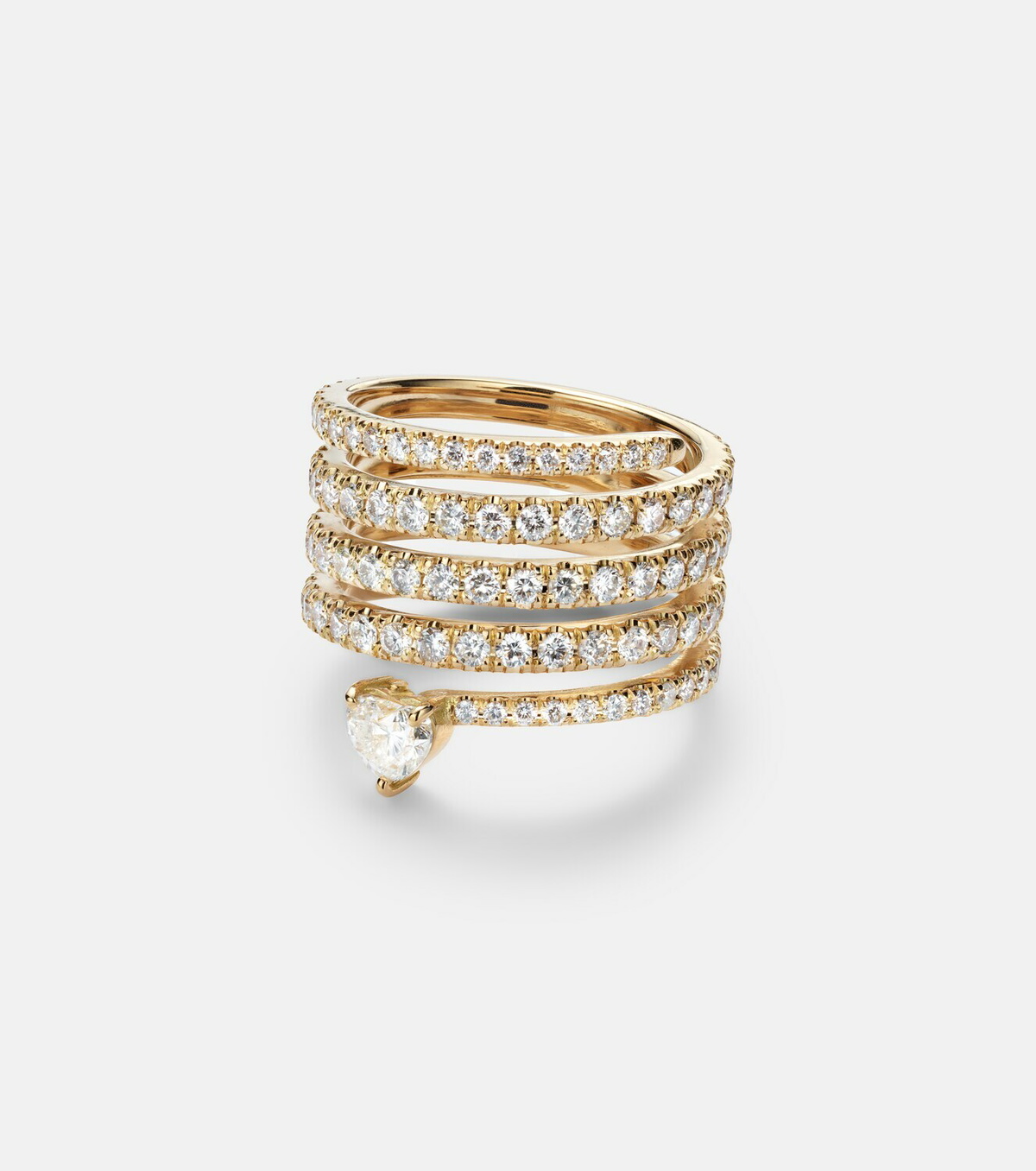 Shay Jewelry Spiral Heart 18kt gold pinky ring with diamonds