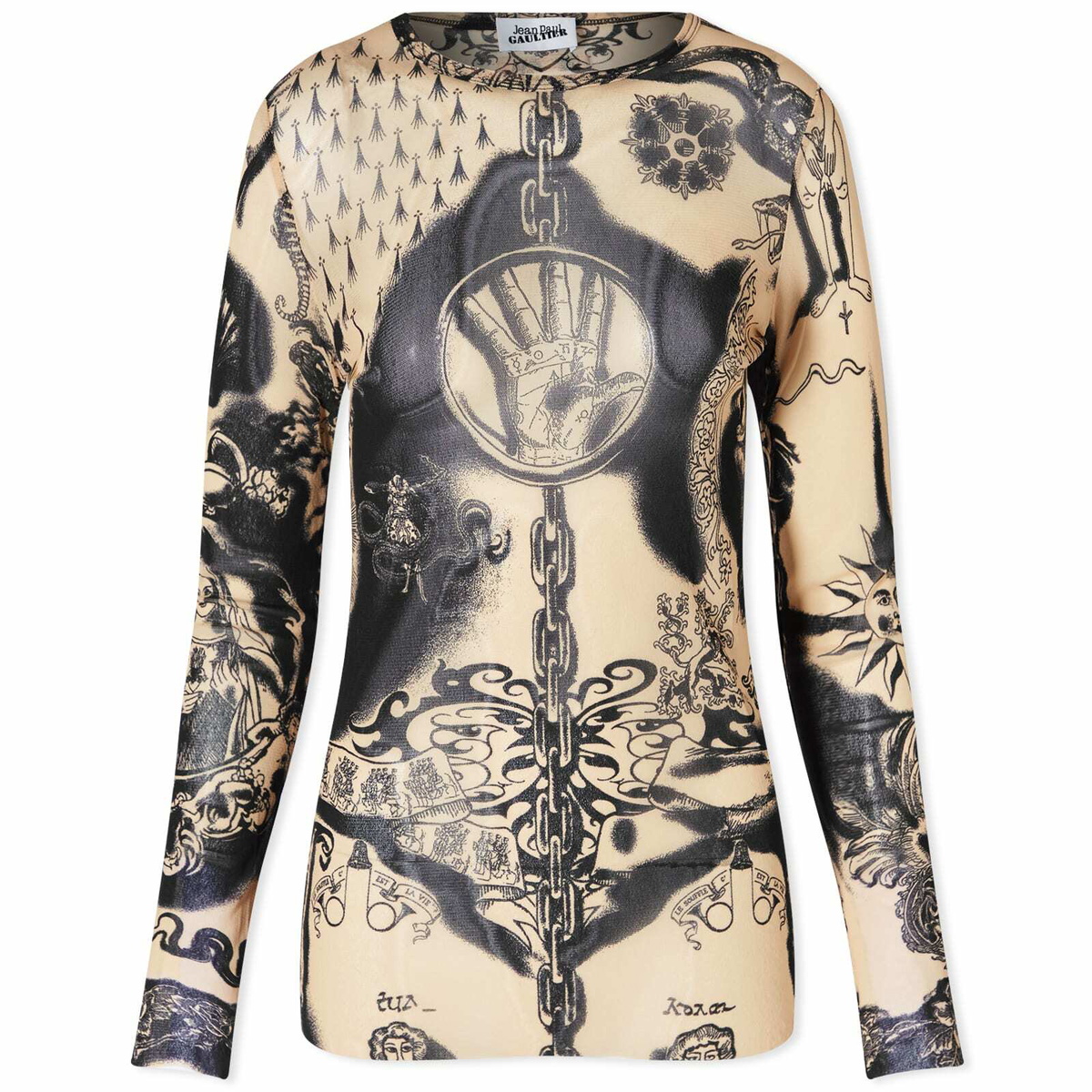Jean Paul Gaultier Women's Heraldique Long Sleeve Top in Nude/Navy