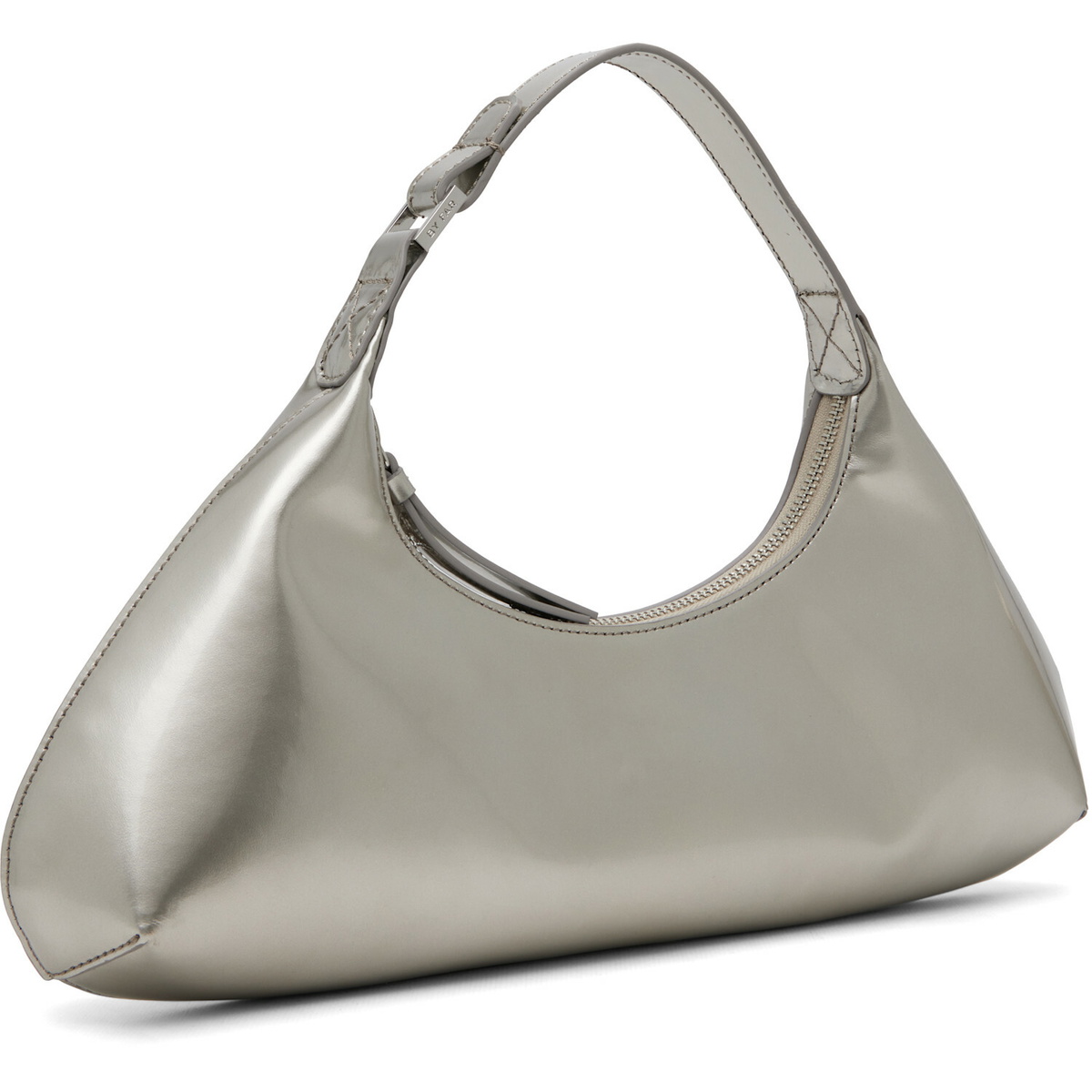 BY FAR Silver Amberette Metallic Leather Bag