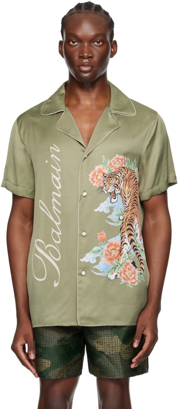 Photo: Balmain Khaki Tiger Print Shirt