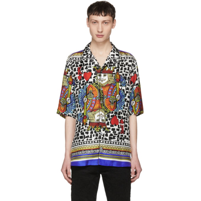 Photo: Dolce and Gabbana Multicolor Silk King of Hearts Shirt