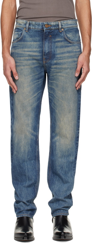 Photo: Balmain Blue Straight-Cut Jeans