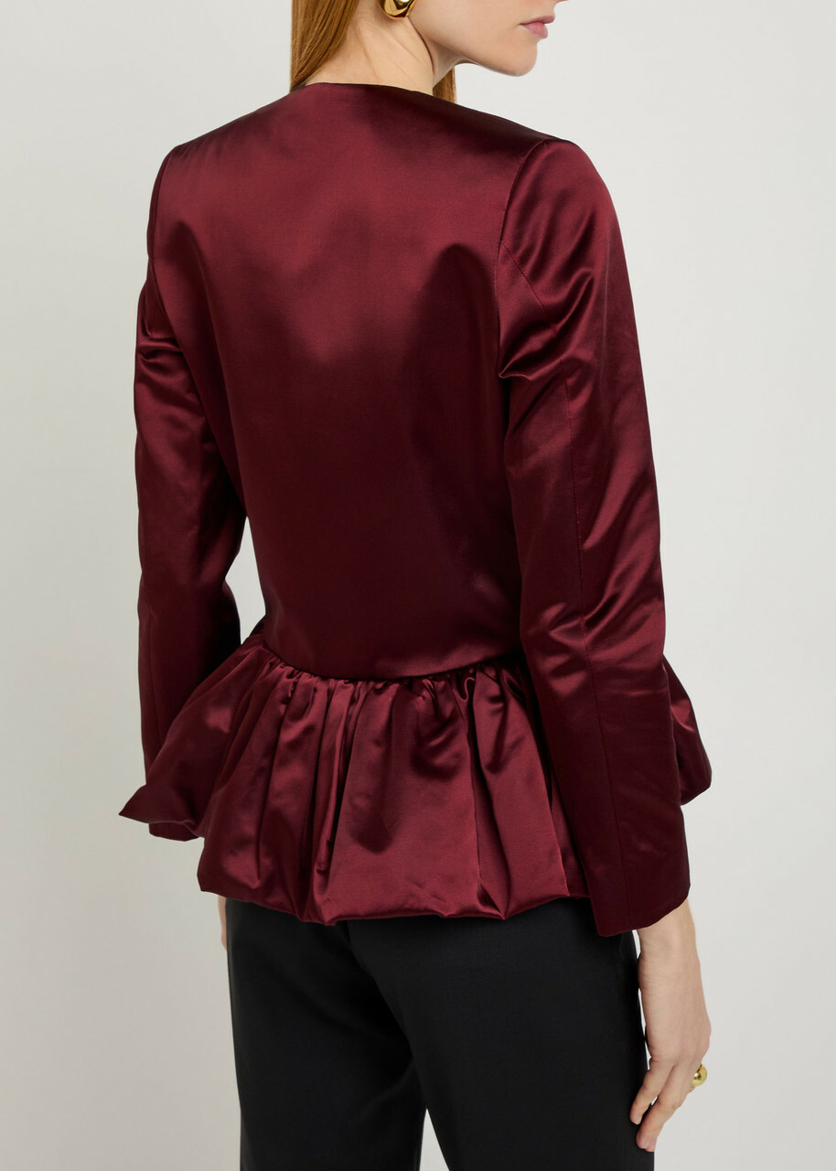 Liberowe Peplum Satin Jacket Burgundy