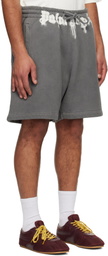 Palm Angels Gray Waist Logo Sweat Shorts