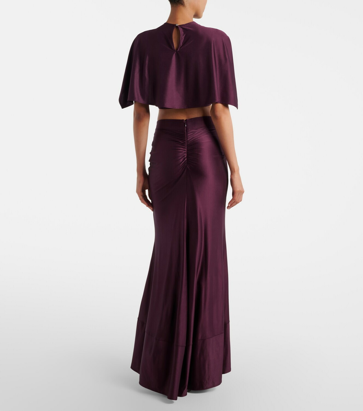 Rabanne Gathered satin maxi skirt