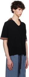 COMMAS Black V-Neck Polo