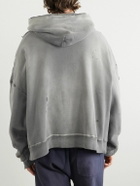SAINT MXXXXXX - Distressed Cotton-Jersey Zip-Up Hoodie - Gray