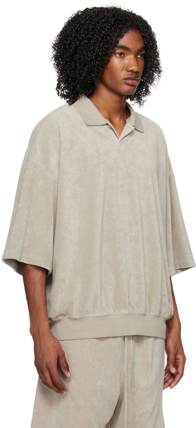 Essentials Gray Single-Button Polo