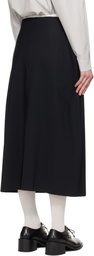 AMOMENTO Black Curved Silhouette Midi Skirt