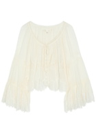 Loveshackfancy Darline Lace and Silk-chiffon top Ivory