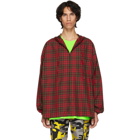 Balenciaga Red Hooded Plaid Shirt