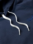 Drake's - Logo-Embroidered Cotton-Jersey Hoodie - Blue