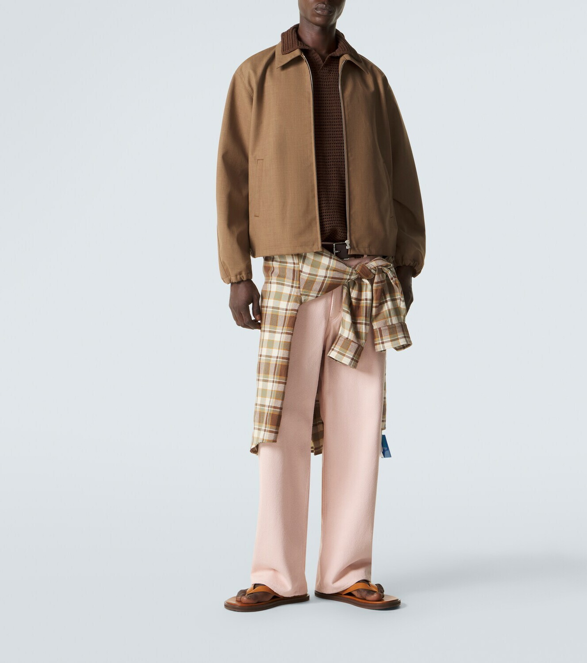 Auralee Open-knit cotton and silk polo sweater