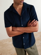 Altea - Harvey Camp-Collar Cotton-Terry Shirt - Blue