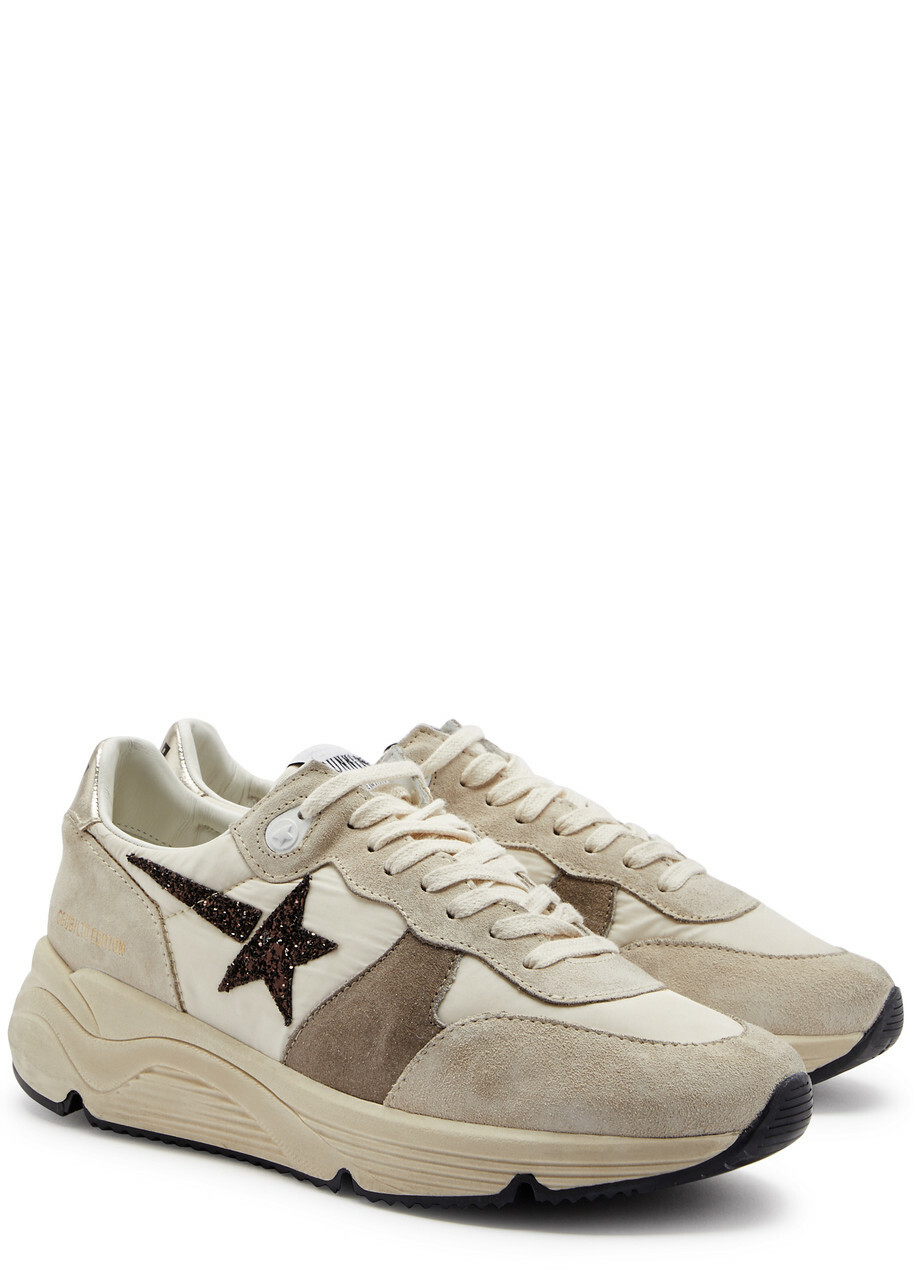 Golden Goose Running Sole Panelled Nylon Sneakers Cream