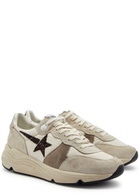 Golden Goose Running Sole Panelled Nylon Sneakers Cream