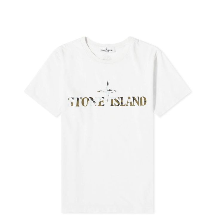 Photo: Stone Island Junior Men's Underwater Camo Print T Shirt in Ivory