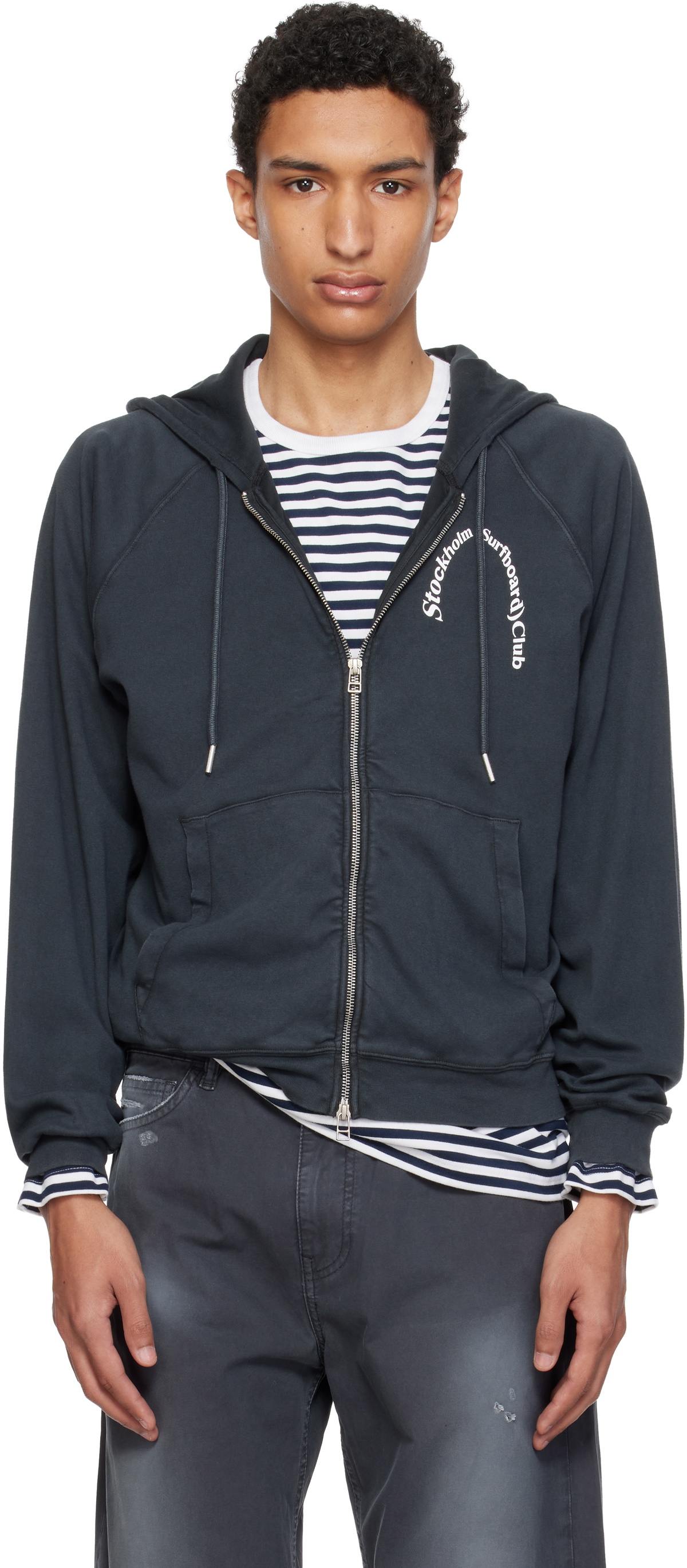 Stockholm (Surfboard) Club Black Logo Zip Hoodie