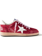 Golden Goose - Ball Star Distressed Suede and Leather Sneakers - Red