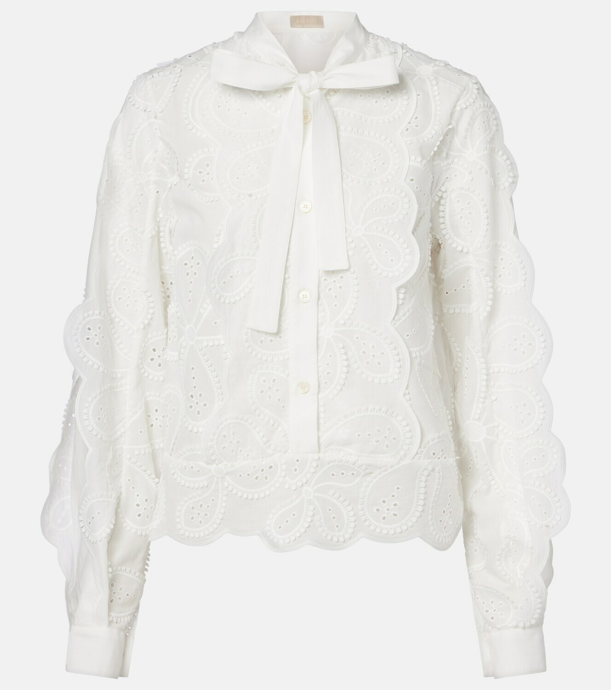 Elie Saab Embroidered tie-neck blouse