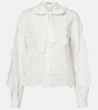 Elie Saab Embroidered tie-neck blouse