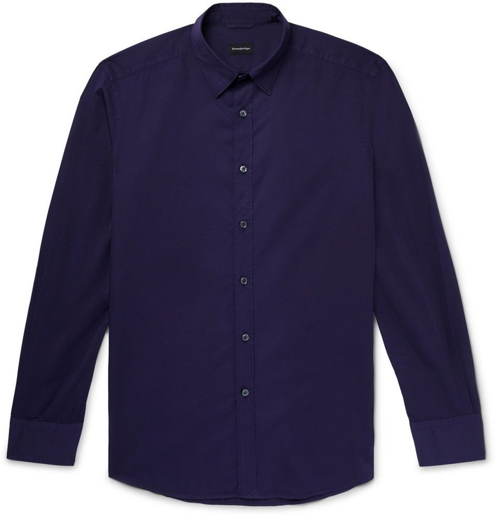 Photo: Ermenegildo Zegna - Cotton-Poplin Shirt - Dark purple