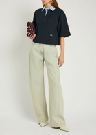 Stella Mccartney Contrasting-collar Piqué Cotton Polo Shirt Navy