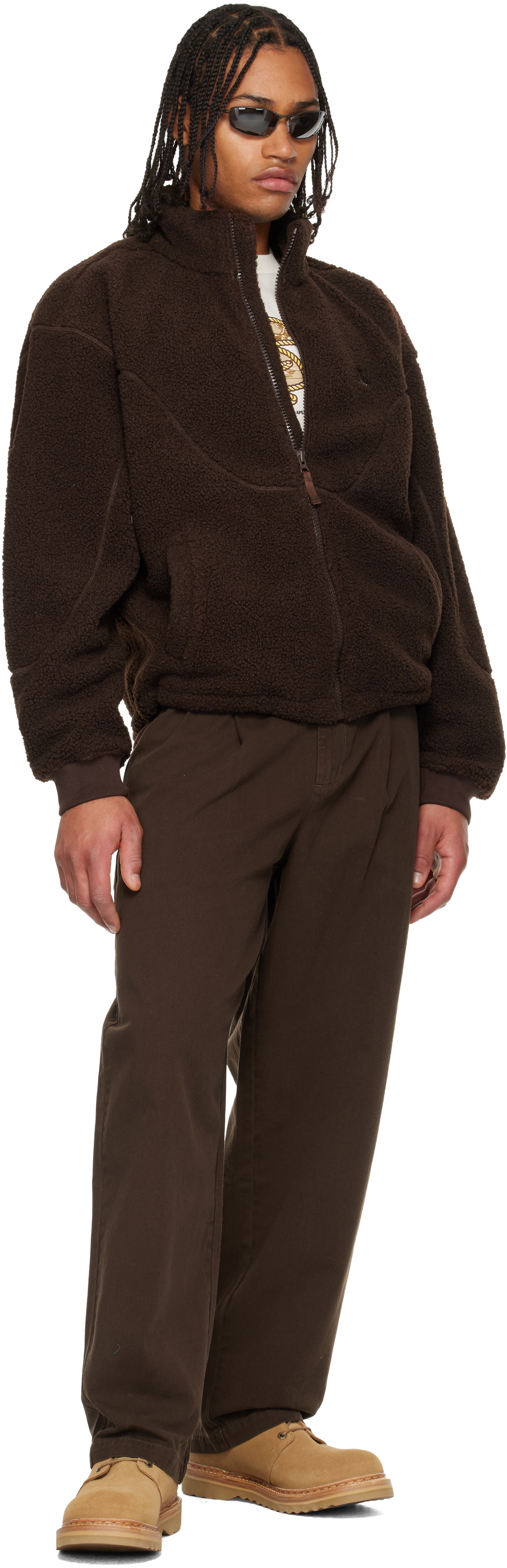 Dime Brown Polar Fleece Sherpa Zip Jacket