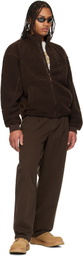 Dime Brown Polar Fleece Sherpa Zip Jacket