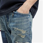 FDMTL Men's Patchwork Slim Fit Straight Jean in Blue